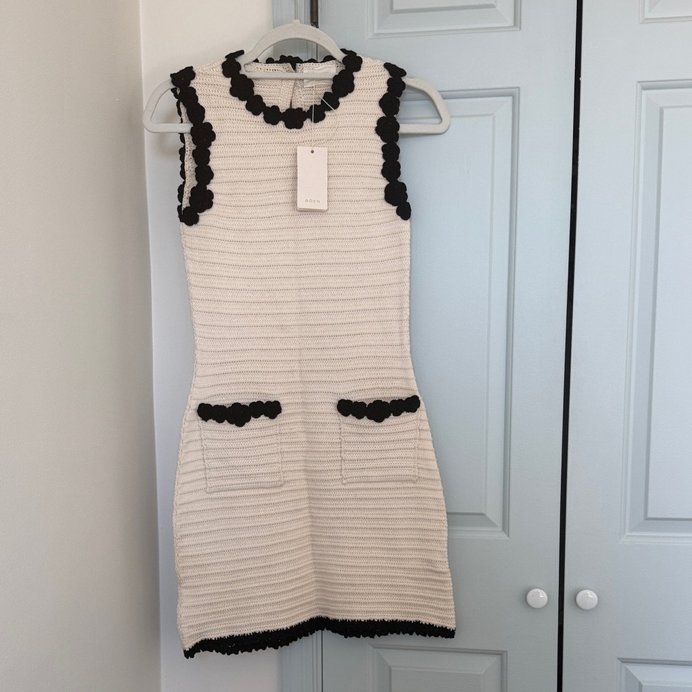 Doen Millicent Dress - Size Small - 100% Cotton - Cream / Black - NWT - Picture 2 of 13